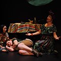 Chelsea Baccay (Carmen), Nadia Ruberg (Child), Megan Roth (Maria)<br>Photo by Nate Weaver<br><em>My Little Coquì</em>, White Snake Projects, 2023